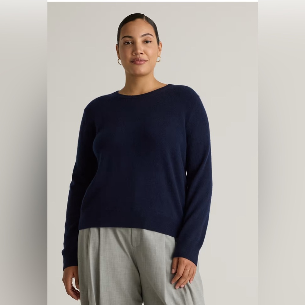 Quince Navy Blue Women's Crew Neck Sweater